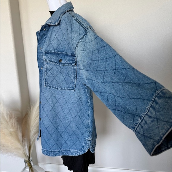 Celebrity Pink - Light Blue Quilted Cotton Denim Jacket - Picture 3 of 13